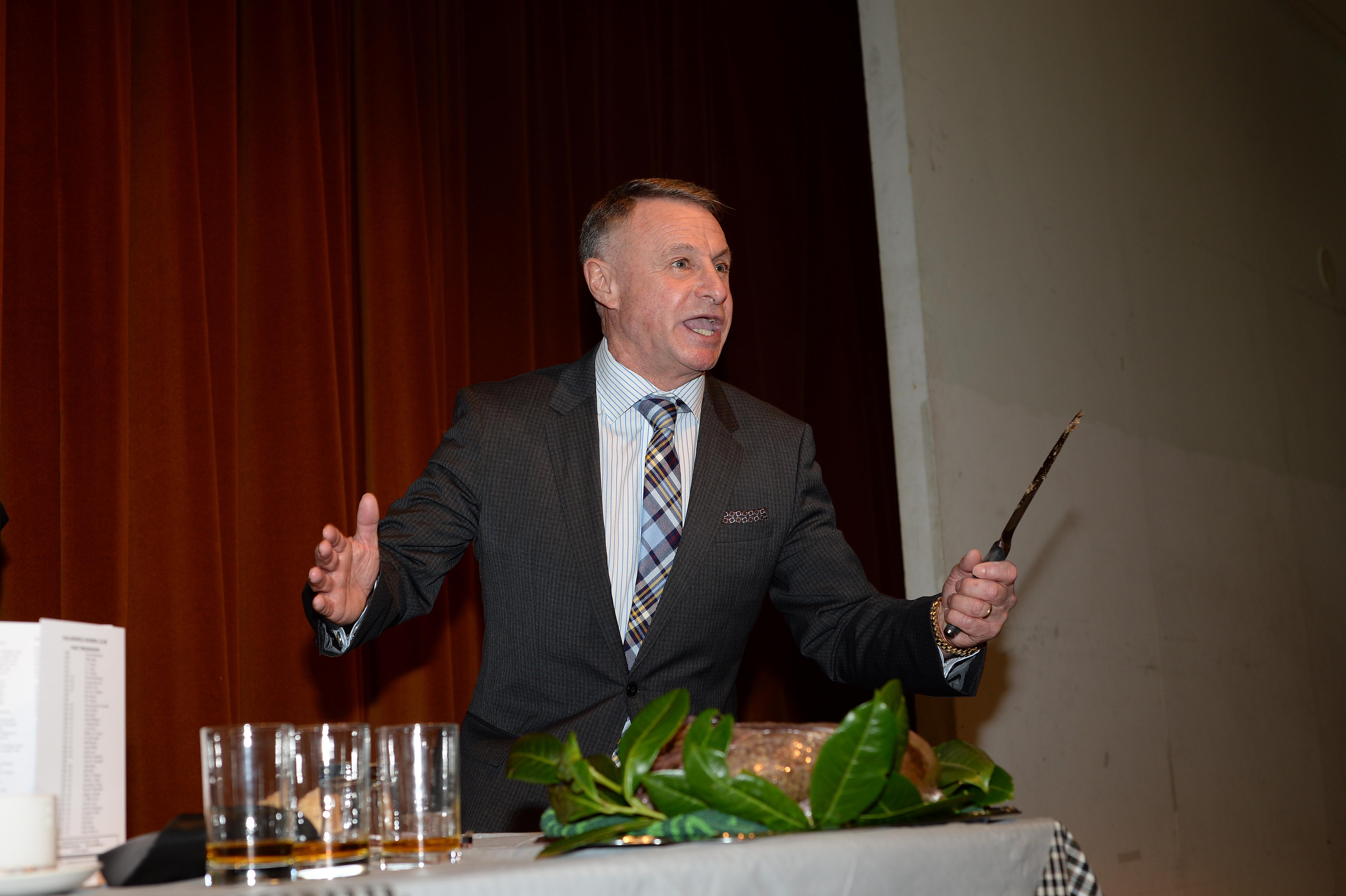 Grant Lees addressing the haggis
